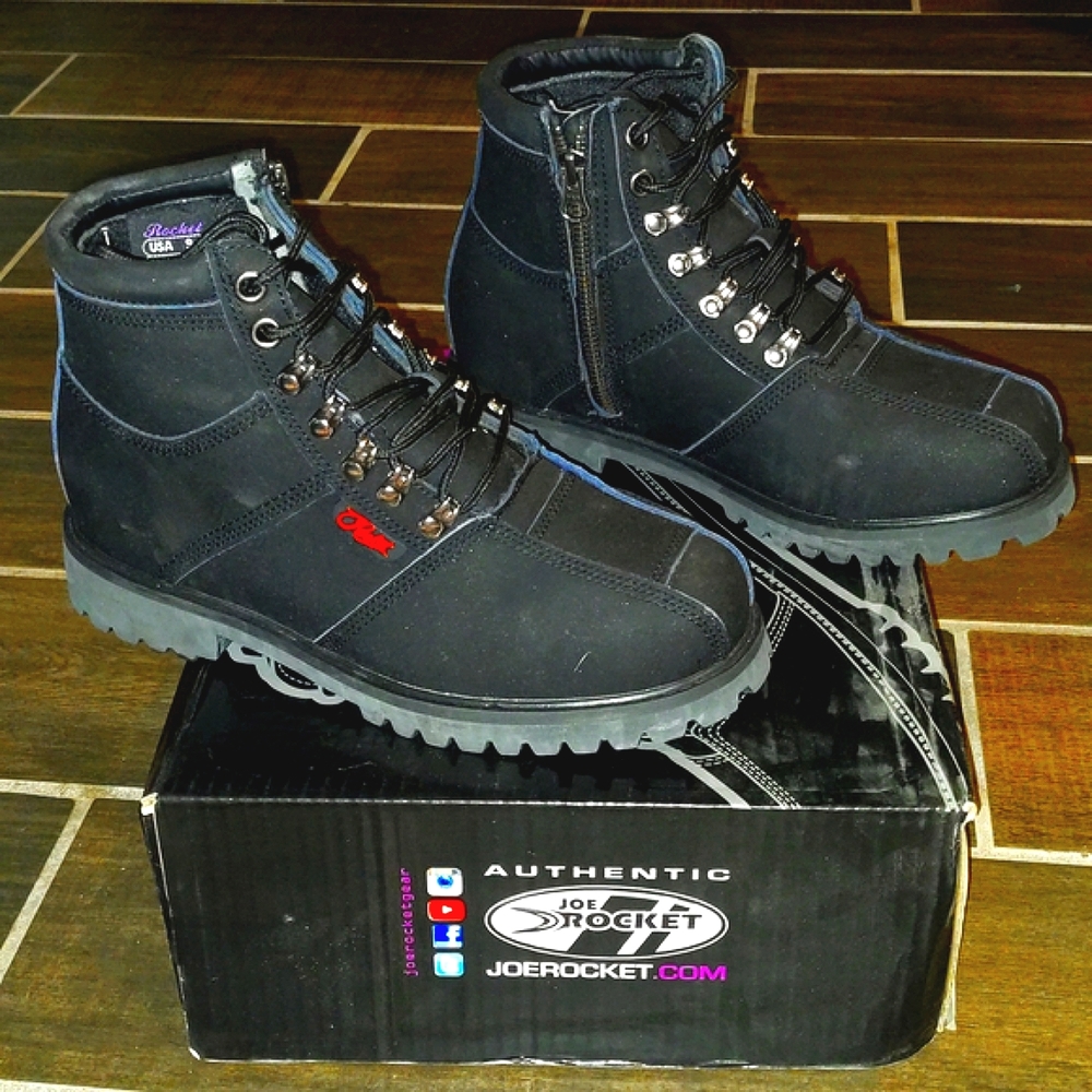 Joe Rocket Rebellion Motorcycle Boots, Black, Size 9